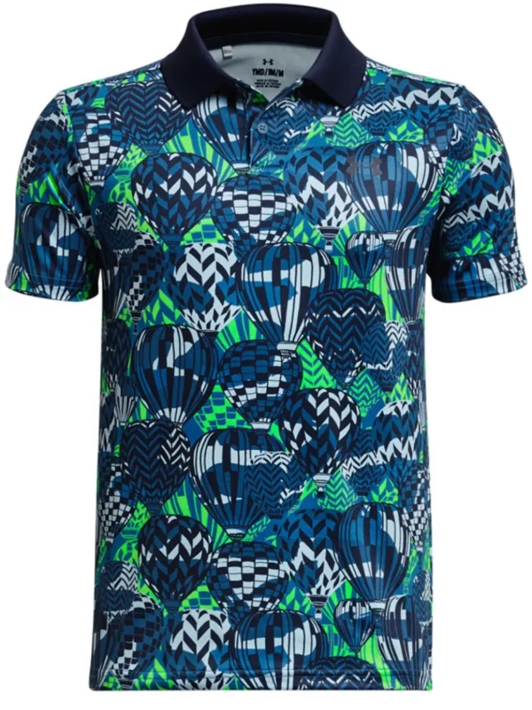 Kids Under Armour Shirts< Jr Boys Performance Print Polo - Cosmo Blue