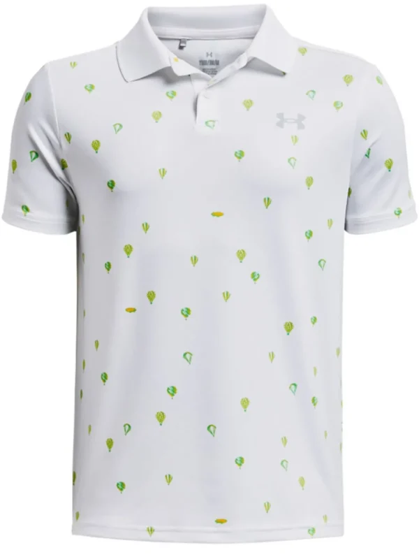 Kids Under Armour Shirts< Jr Boys Performance Print Polo - White