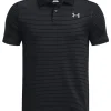 Kids Under Armour Shirts< Jr Boys Performance Stripe Polo - Black/Grey