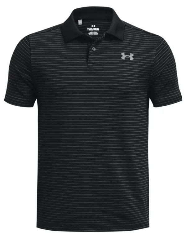 Kids Under Armour Shirts< Jr Boys Performance Stripe Polo - Black/Grey