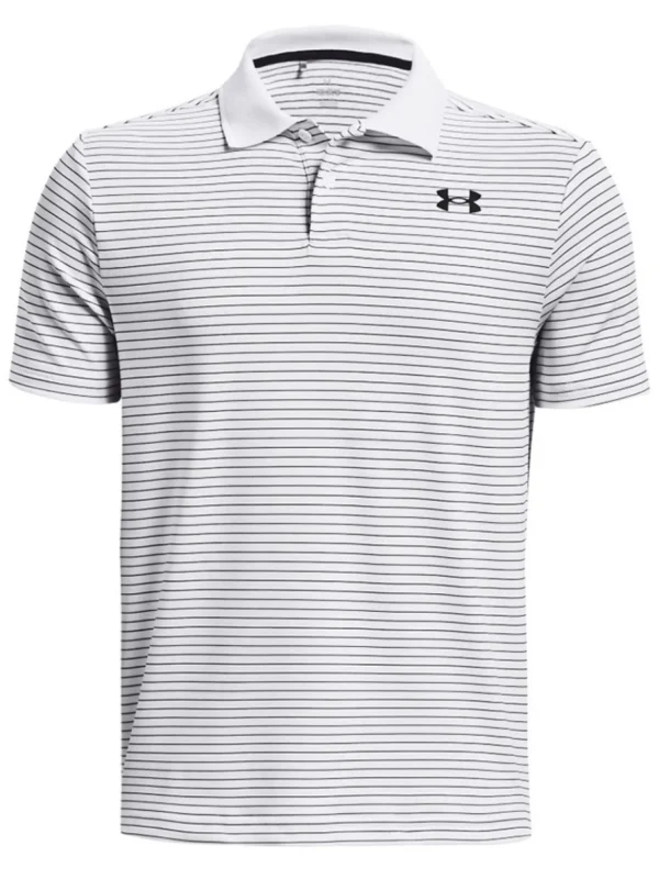 Kids Under Armour Shirts< Jr Boys Performance Stripe Polo - White/Black