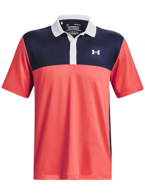 Men Under Armour Shirts< Performance 3.0 Colourblock Polo - Venom Red/Midnight Navy