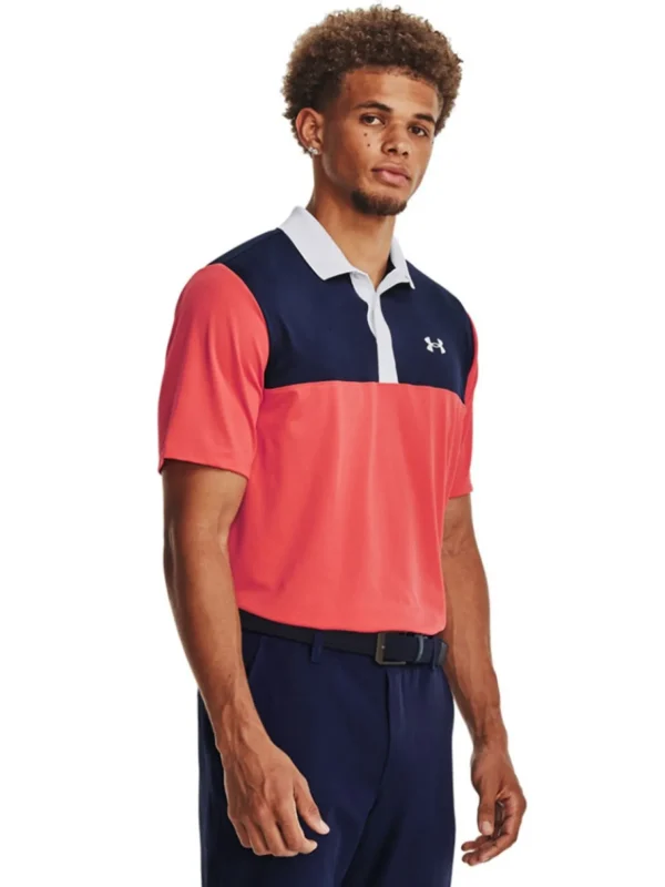 Men Under Armour Shirts< Performance 3.0 Colourblock Polo - Venom Red/Midnight Navy