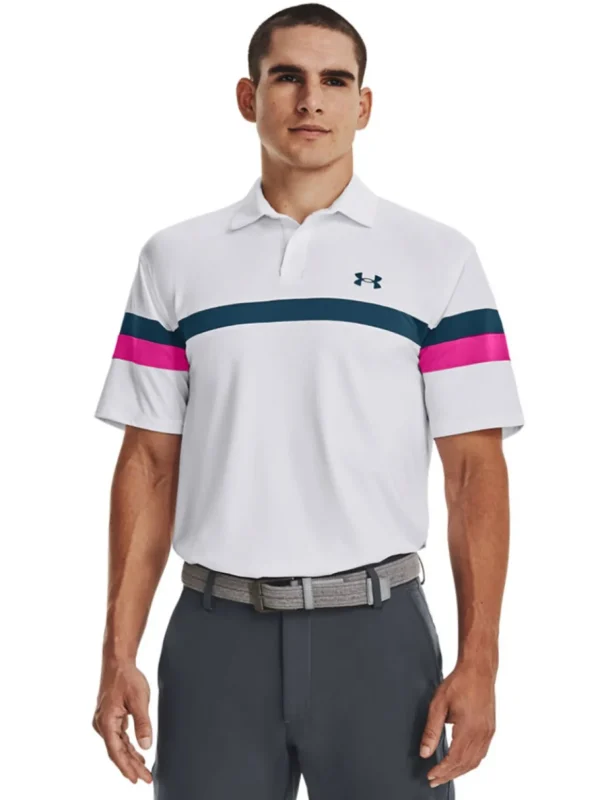 Men Under Armour Shirts< T2G Blocked Polo - White/Rebel Pink/Static