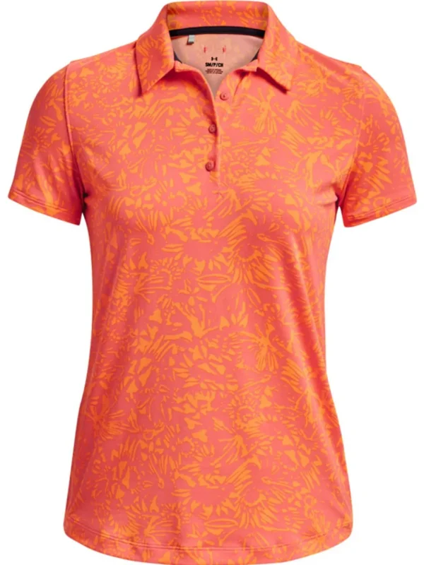 Women Under Armour Shirts< Women'S Playoff Printed Polo - Pink Shock/Orange Blast