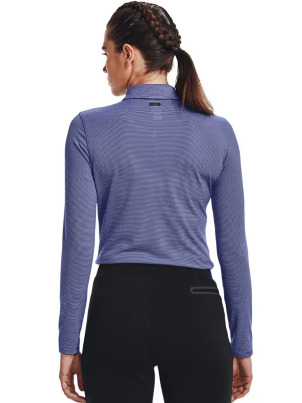 Women Under Armour Shirts< Women'S Zinger Microstripe Ls Polo - Bauhaus Blue/White